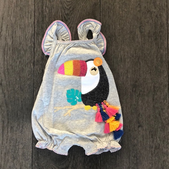 MUD PIE SEQUIN TOUCAN TASSEL BUBBLE ROMPER - Picture 2 of 8